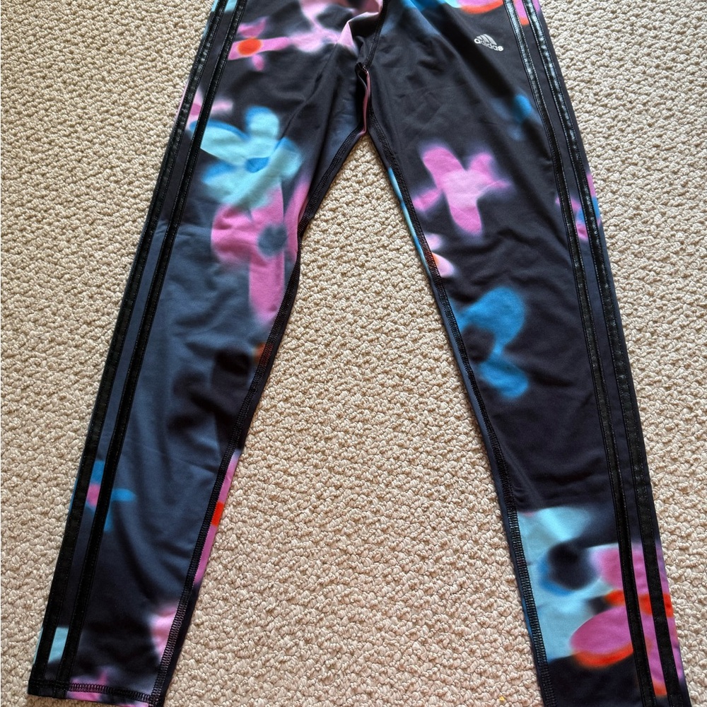 adidas Kids Black Floral Leggings